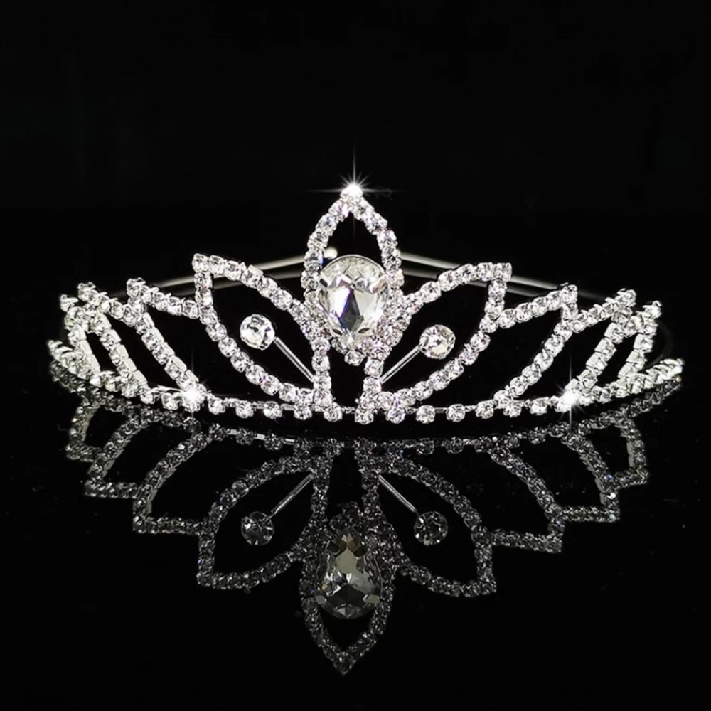 Crystal Wedding Crown Princess Headband Bridal Tiara - Picture 1 of 5